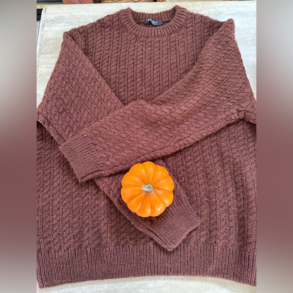 Cozy Cable Knit Sweater - Brown Warm FALL THANKSGIVING HOLIDAYS MENS / UNISEX